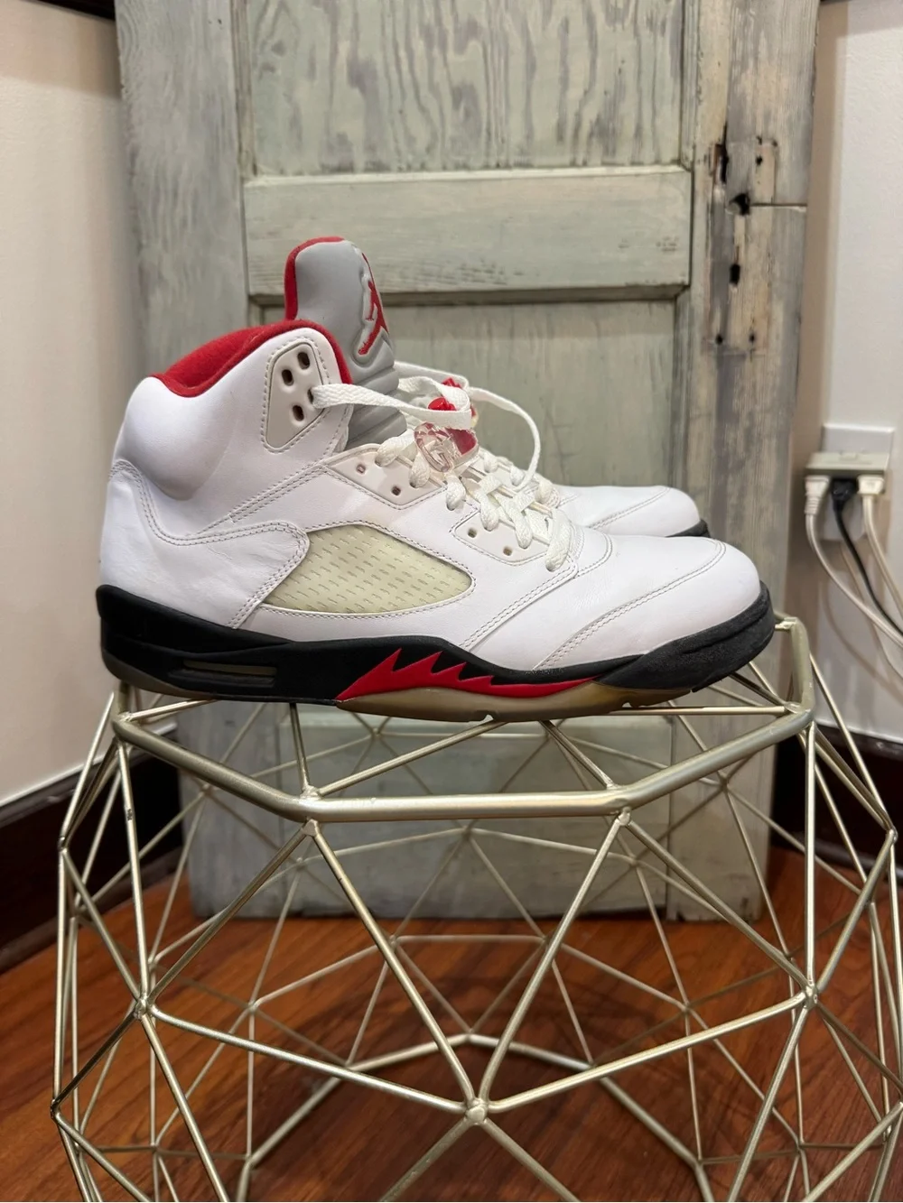 Nike Air Jordan V 5 Retro White Fire Red Black 2020 Silver Tongue Size 11